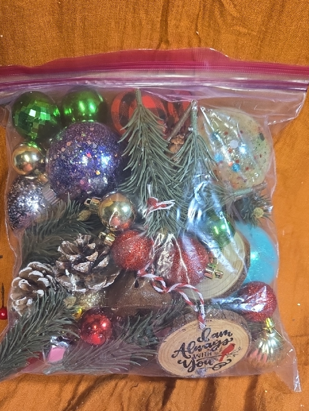 Holiday Ornament Assortment - Mixed Green, Red, Purple, Gold, Silver, Blue